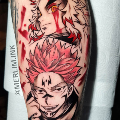 Tatuagem Rengoku e Sukuna